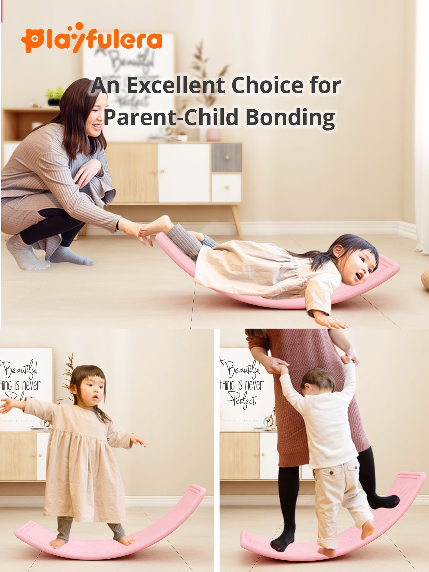 Kids Single-Person Seesaw with Wavy Prints - 6 Colors, Open-Ended Toy (Table/Balance Beam/Yoga Board) - Image 2