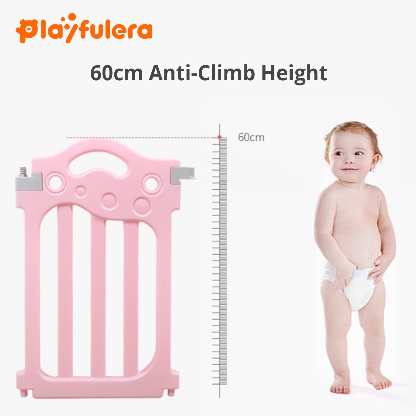 Kids' Fashion Playpen - Minimalist Style, 60cmH×40cmW, with Play/Gate Panels, 2 Color Combos (Pink-Blue-White/Gray-White) - Image 2