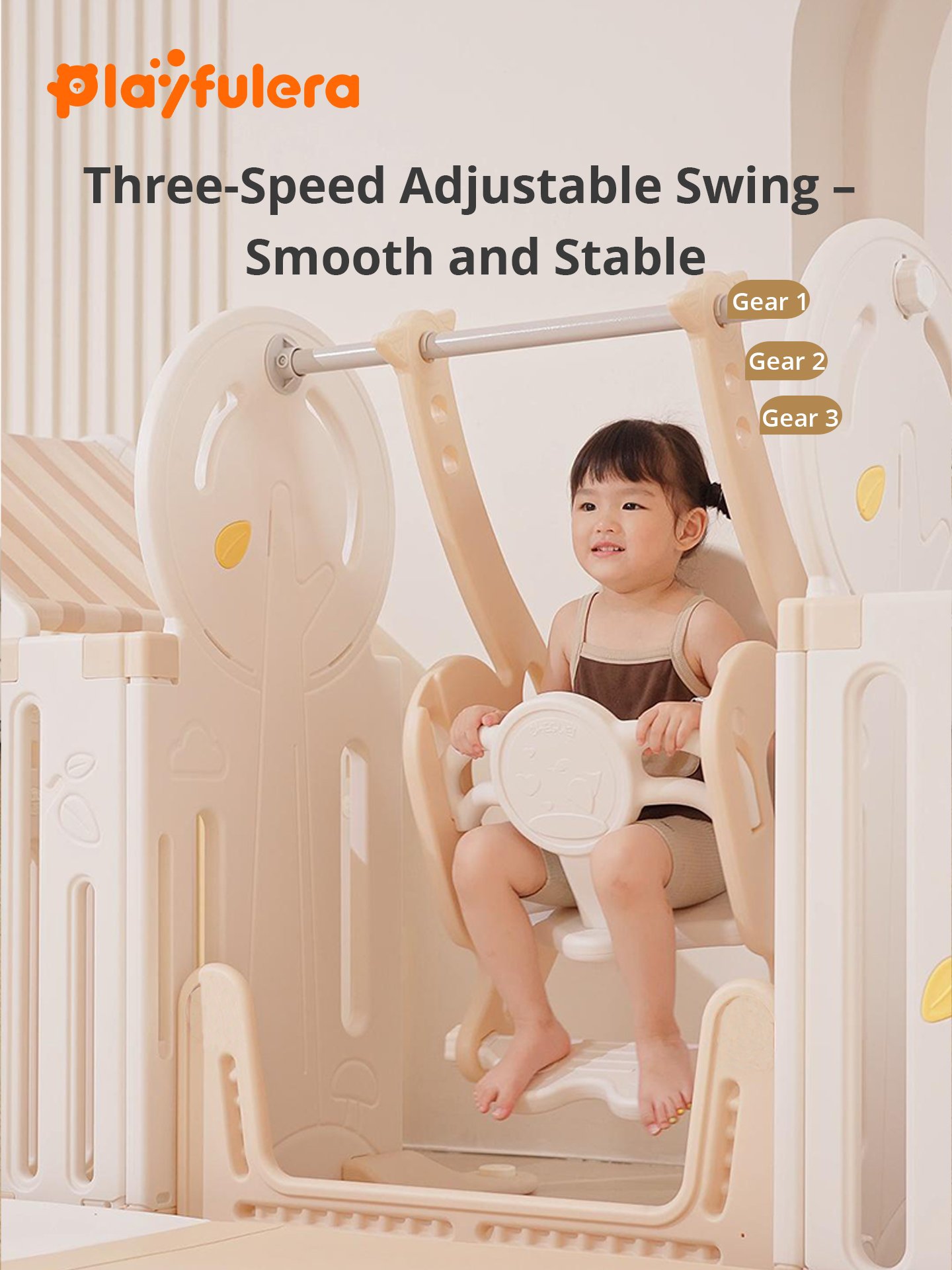 Jungle Whisper Kids' Multi-Functional Play Fence with Playhouse, Swing, Slide & More - Image 4