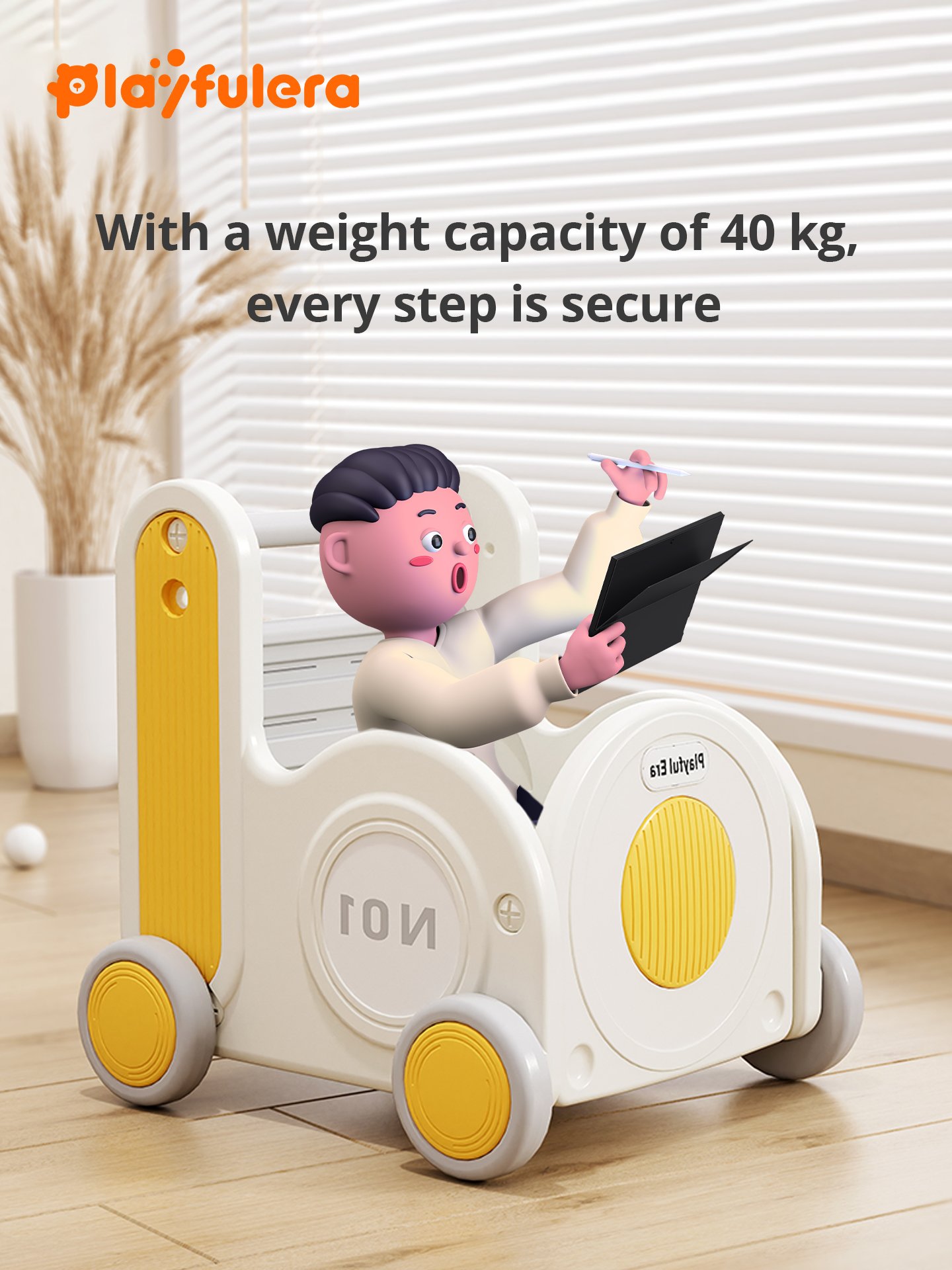 4-in-1 Thomas Train Baby Walker Wagon - Multi-Functional Push Toy with Storage for Toddlers - Image 3