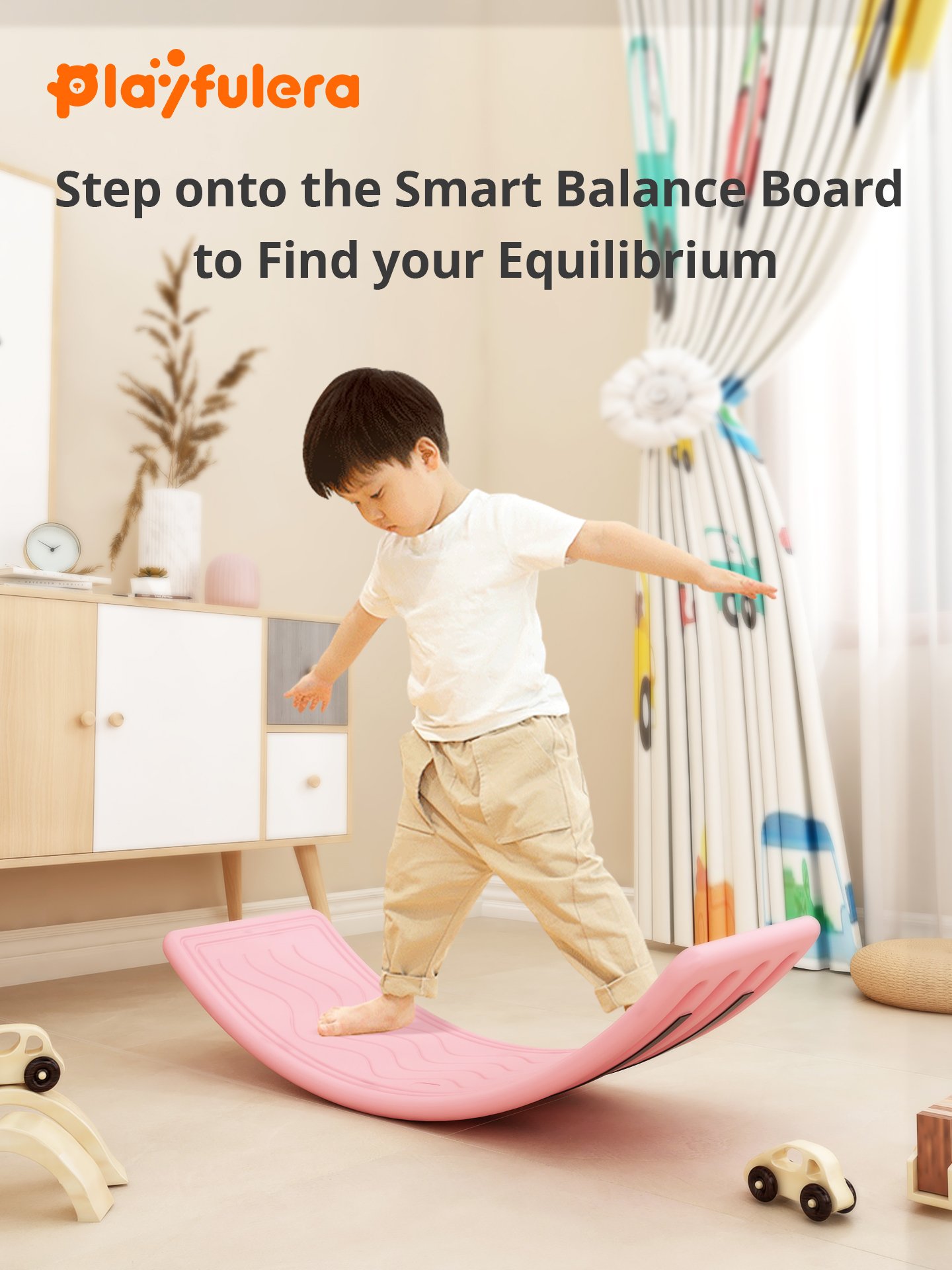 Kids Single-Person Seesaw with Wavy Prints - 6 Colors, Open-Ended Toy (Table/Balance Beam/Yoga Board) - Image 3