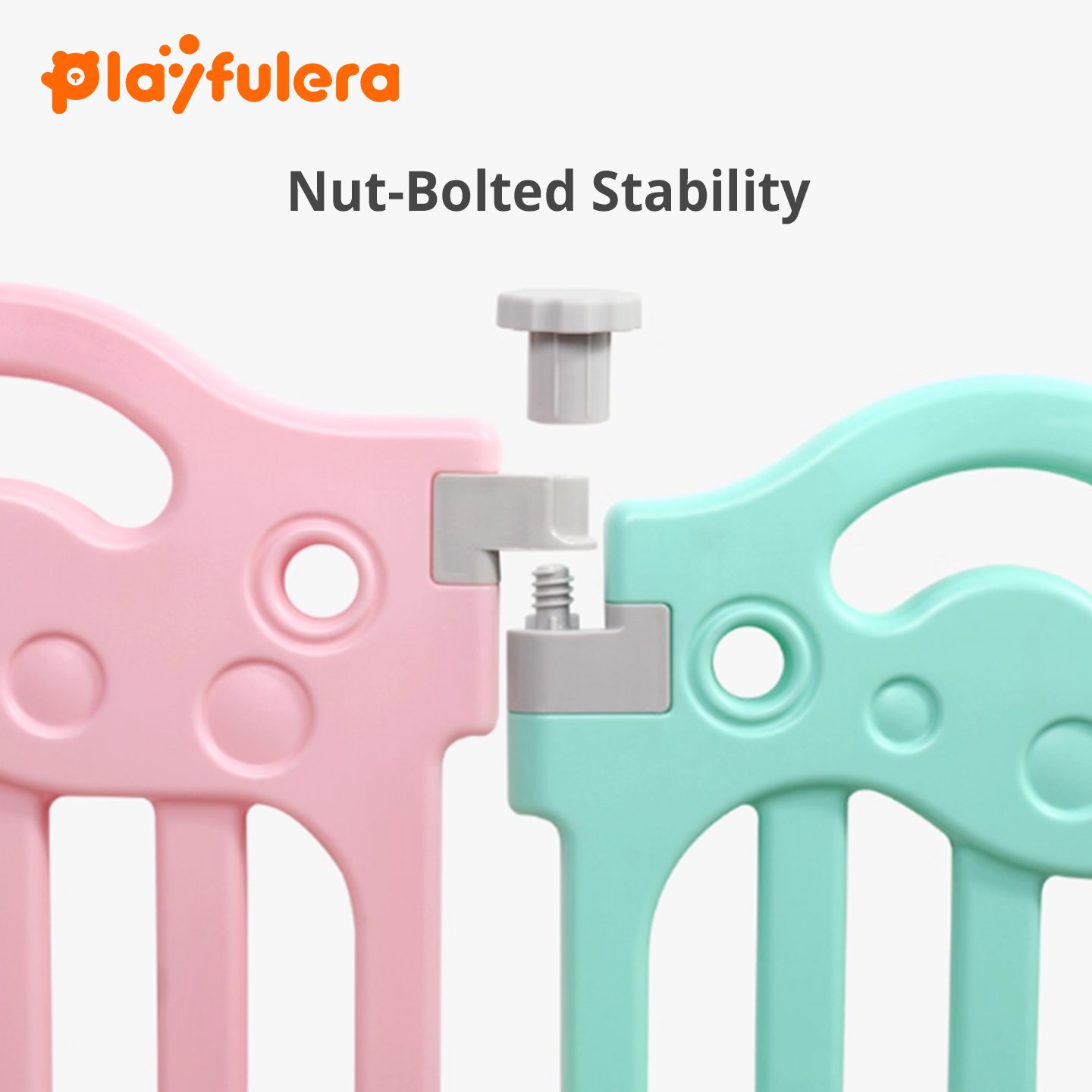 Kids' Fashion Playpen - Minimalist Style, 60cmH×40cmW, with Play/Gate Panels, 2 Color Combos (Pink-Blue-White/Gray-White) - Image 3