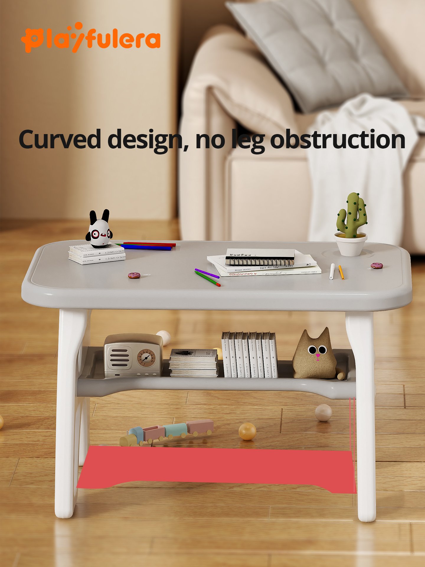 Kids' Study Desk & Chair Set (Ages 1-6) - Elephant Design - Single/Double Chair - Red/Blue/Gray - Image 3