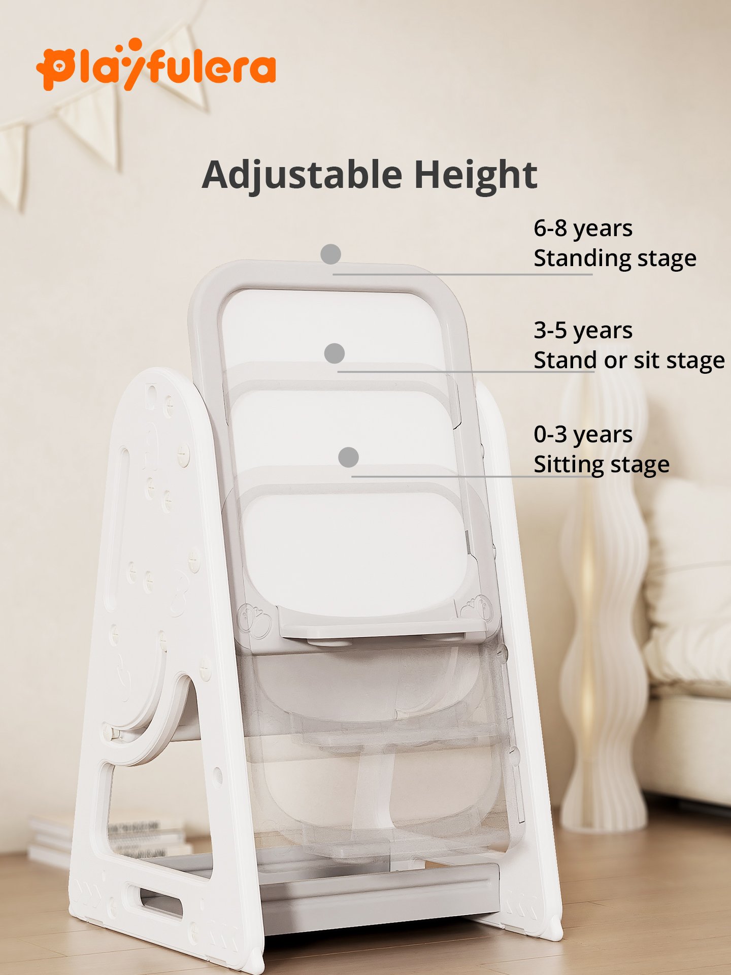 1-6 Years Kids Multi-Functional Drawing Board - Drawing, Writing & Storybook Storage, Stable Side Panels, 4 Colors (Green/Pink/Yellow/Gray) - Image 3