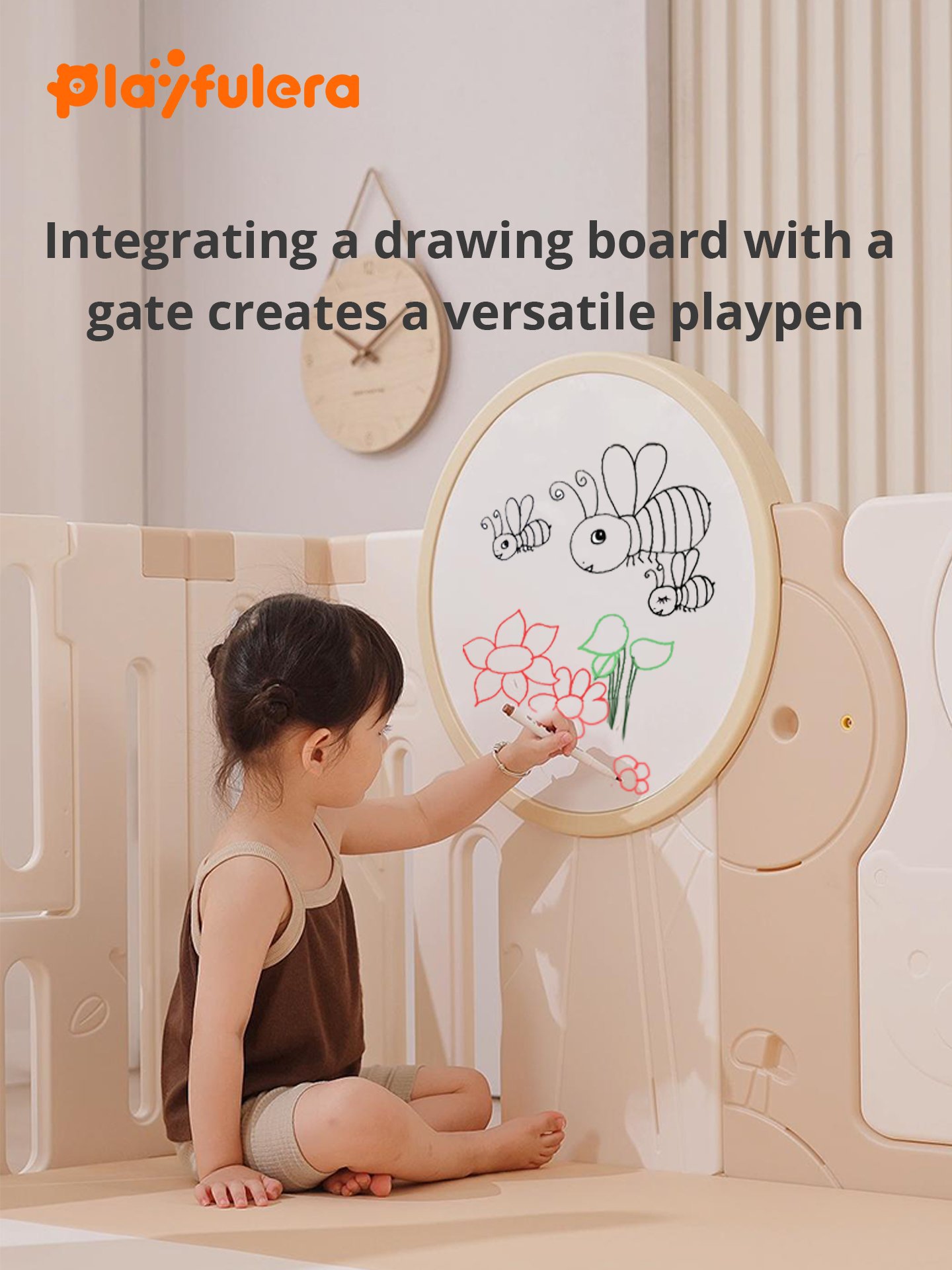 Jungle Whisper Kids' Multi-Functional Play Fence with Playhouse, Swing, Slide & More - Image 5