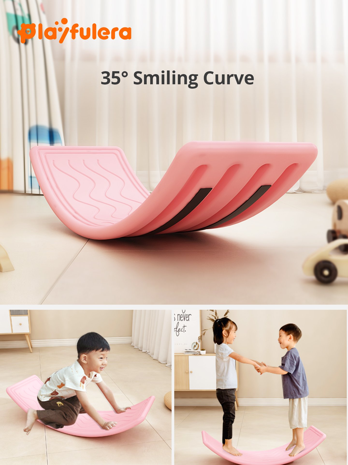 Kids Single-Person Seesaw with Wavy Prints - 6 Colors, Open-Ended Toy (Table/Balance Beam/Yoga Board) - Image 4