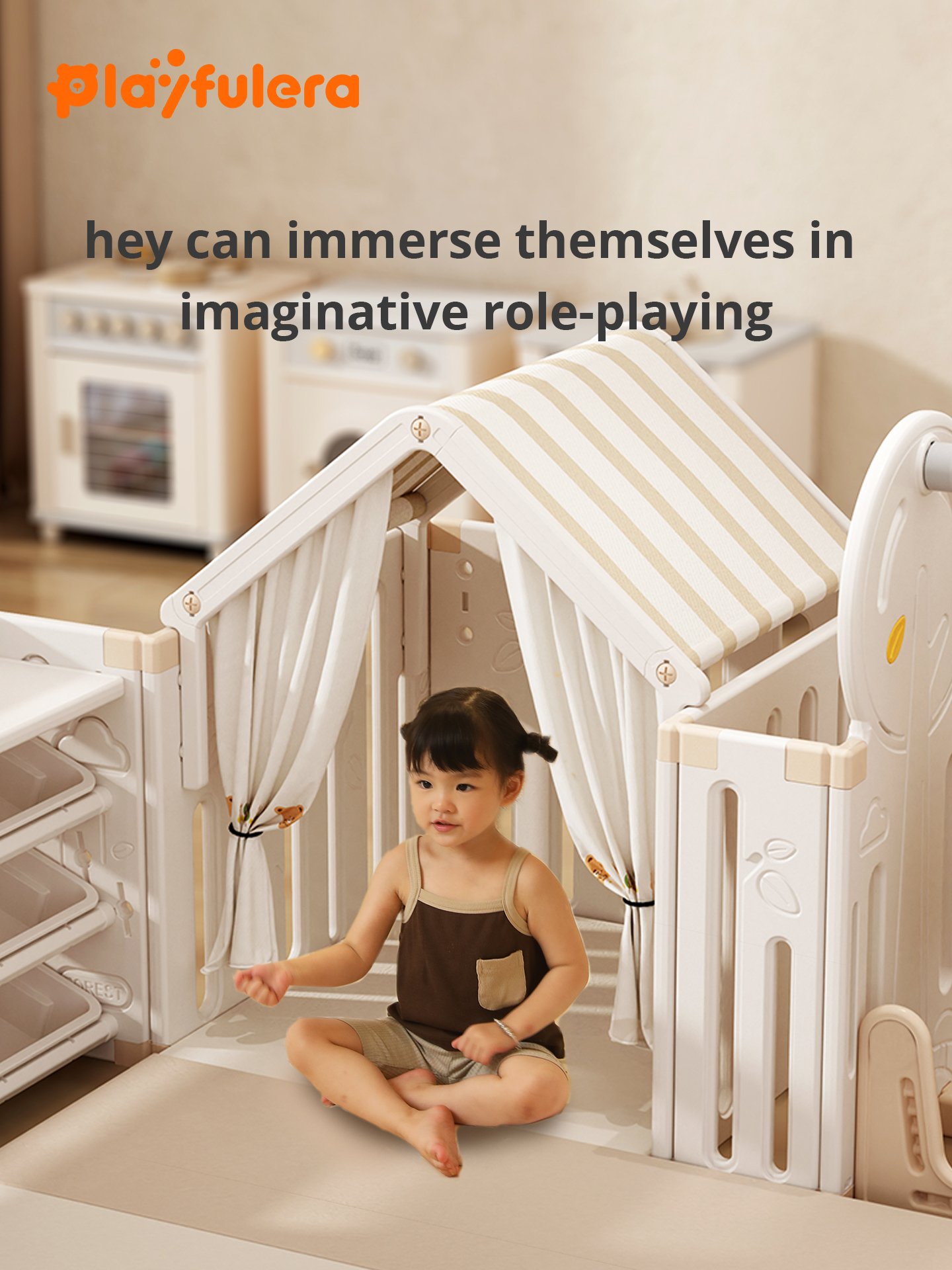 Jungle Whisper Kids' Multi-Functional Play Fence with Playhouse, Swing, Slide & More - Image 6