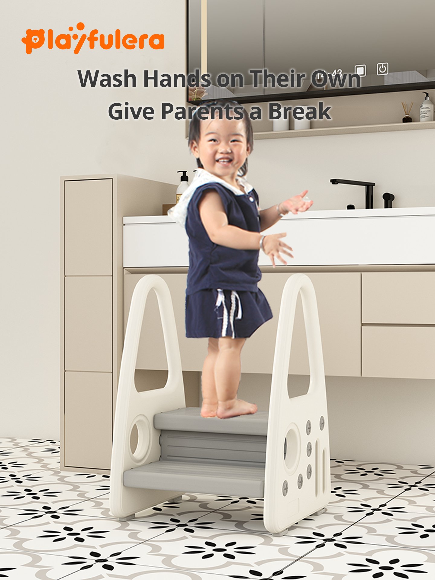 Kids Step Stool Ladder for Ages 1-6, 3 Colors (Green/Pink/Gray) – Bathroom & Kitchen Use - Image 5