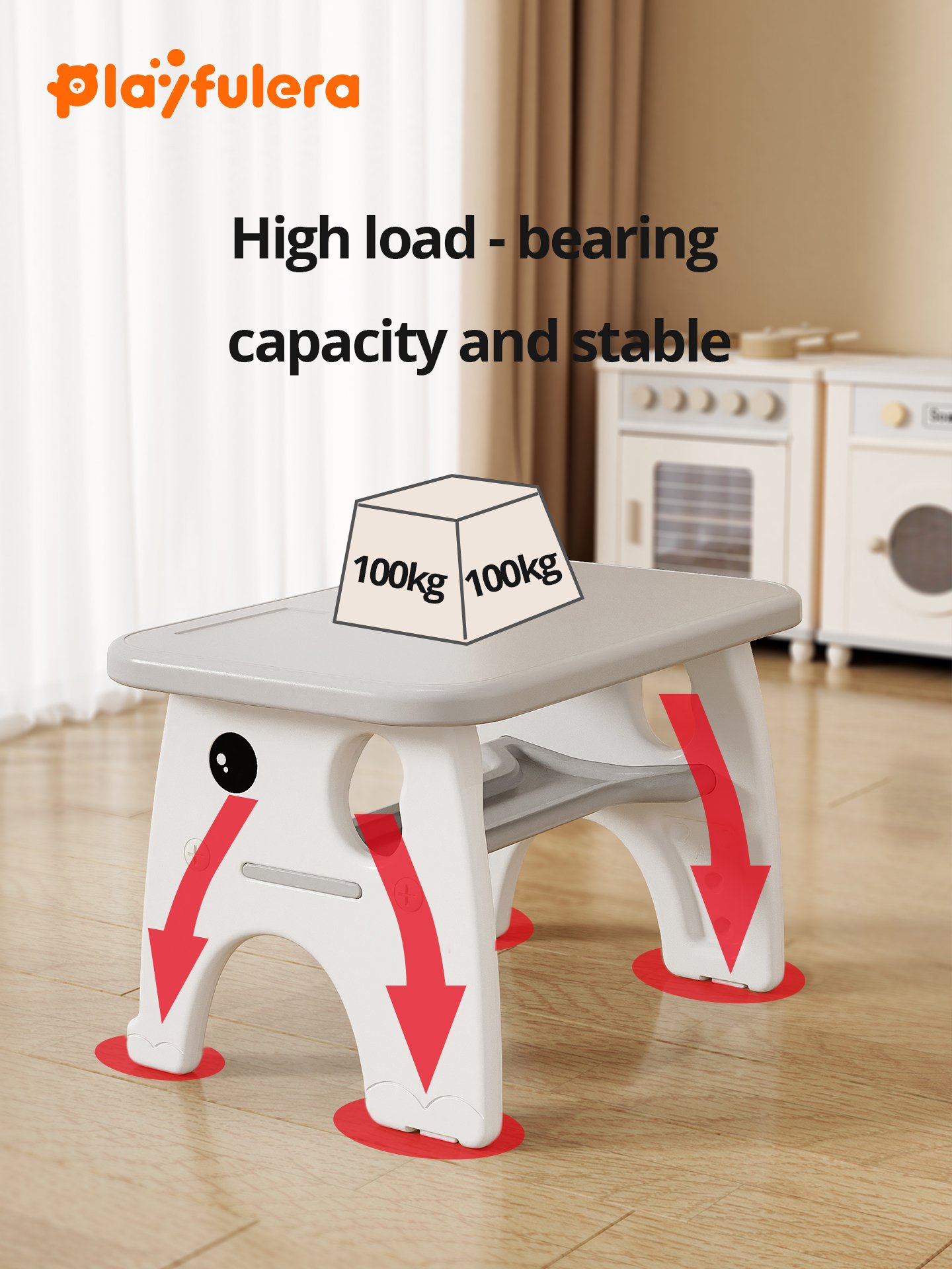 Kids' Study Desk & Chair Set (Ages 1-6) - Elephant Design - Single/Double Chair - Red/Blue/Gray - Image 5