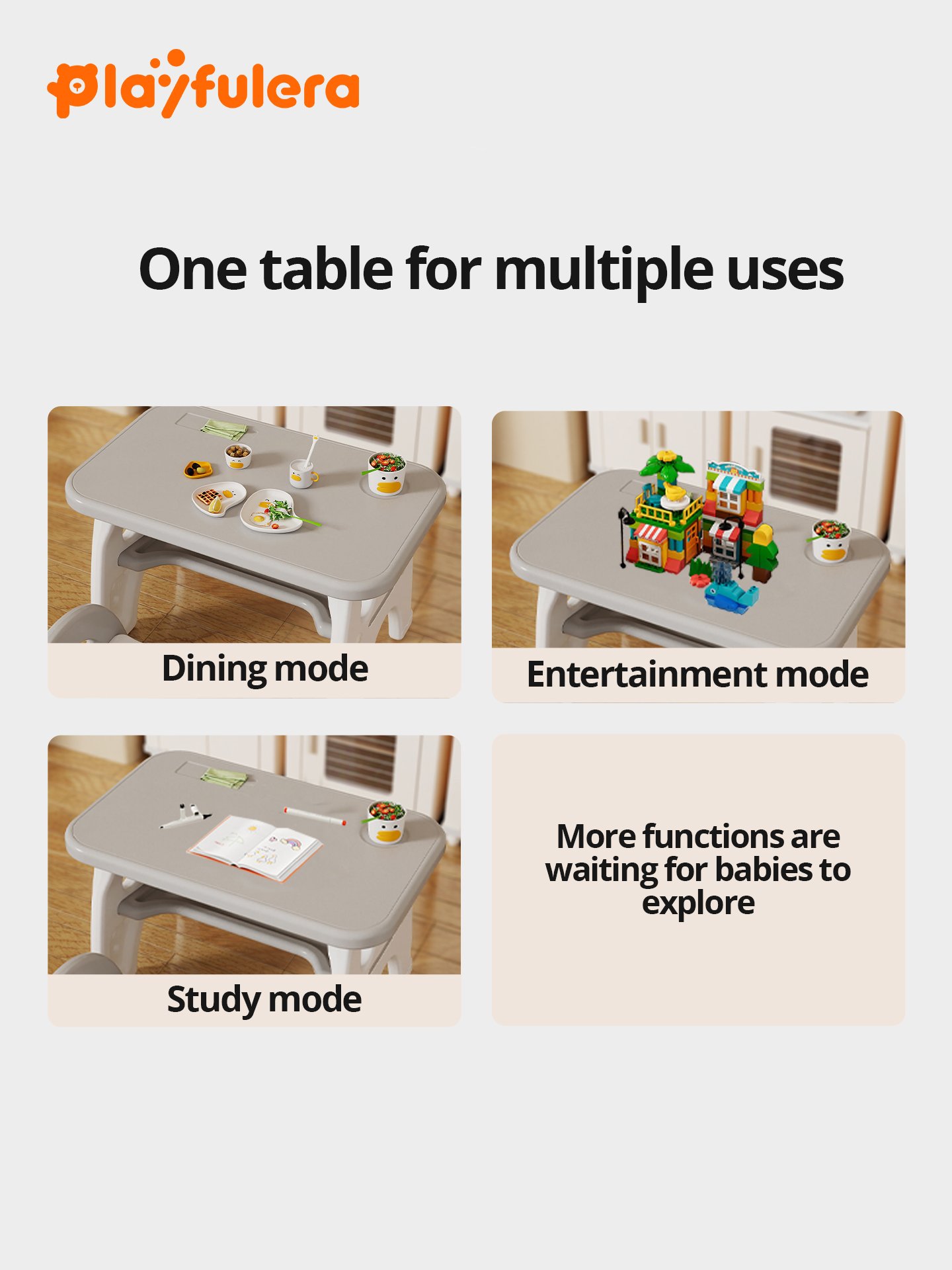 Kids' Study Desk & Chair Set (Ages 1-6) - Elephant Design - Single/Double Chair - Red/Blue/Gray - Image 6