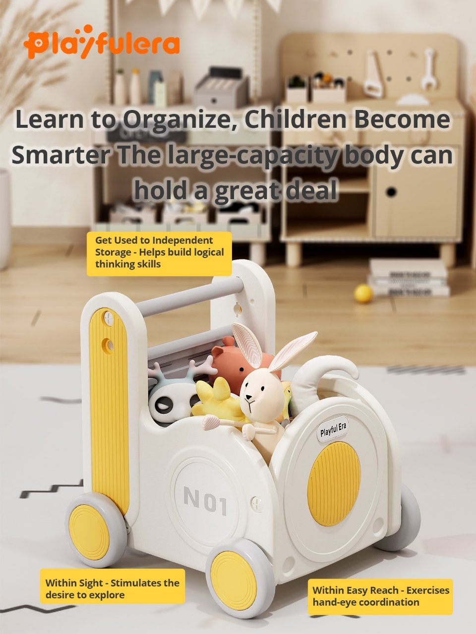 4-in-1 Thomas Train Baby Walker Wagon - Multi-Functional Push Toy with Storage for Toddlers - Image 6