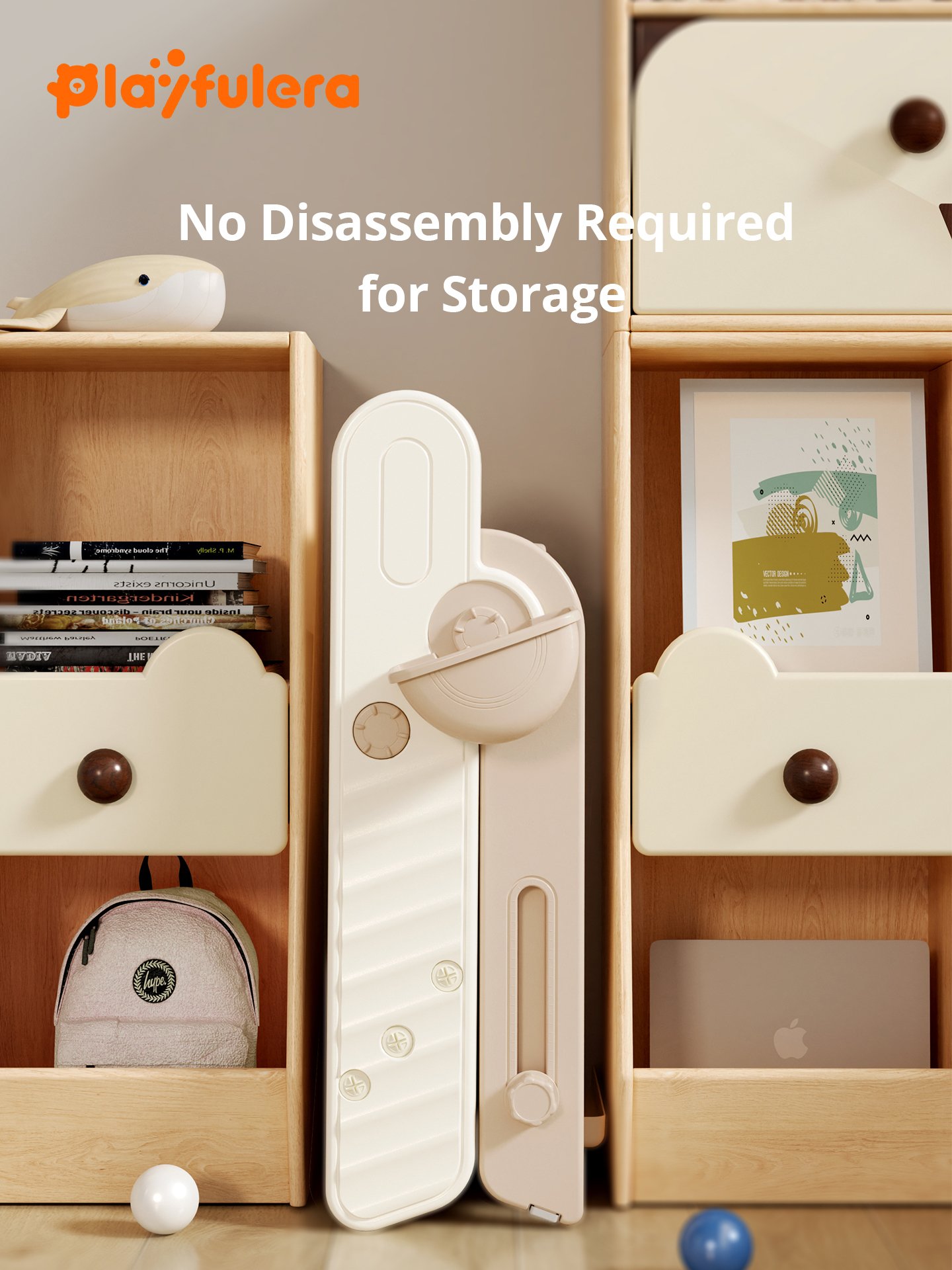 Kids Multi-Functional Block Table for Ages 1-6 - INS Style, Foldable Easy Storage (Blocks/Drawing/Writing/Book Storage), 2 Colors (Brown/Gray) - Image 3