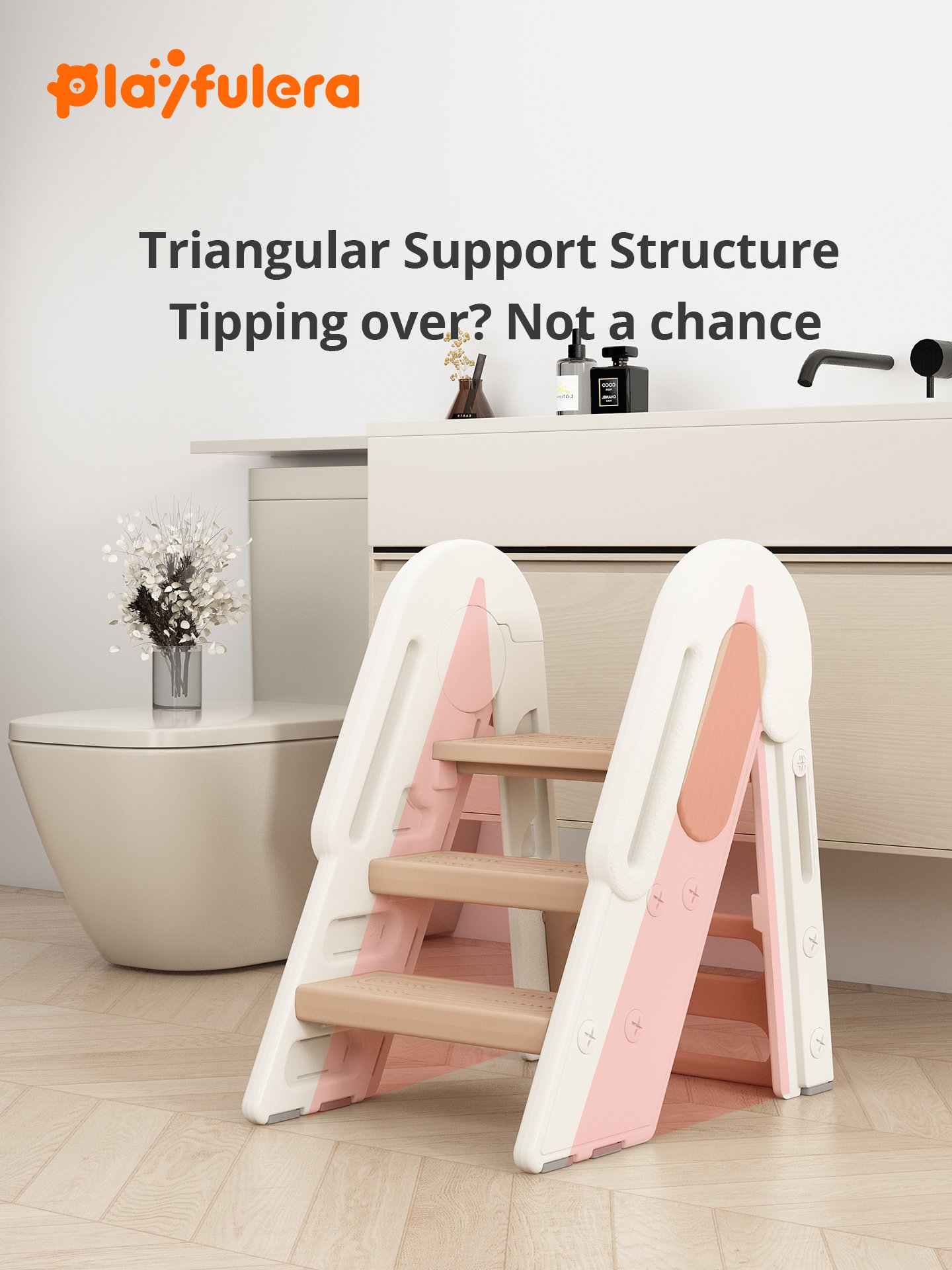 Ice Cream-Shaped Kids Step Stool Ladder for Ages 1-6 - 2/3 Step Switch, Folable - Image 5