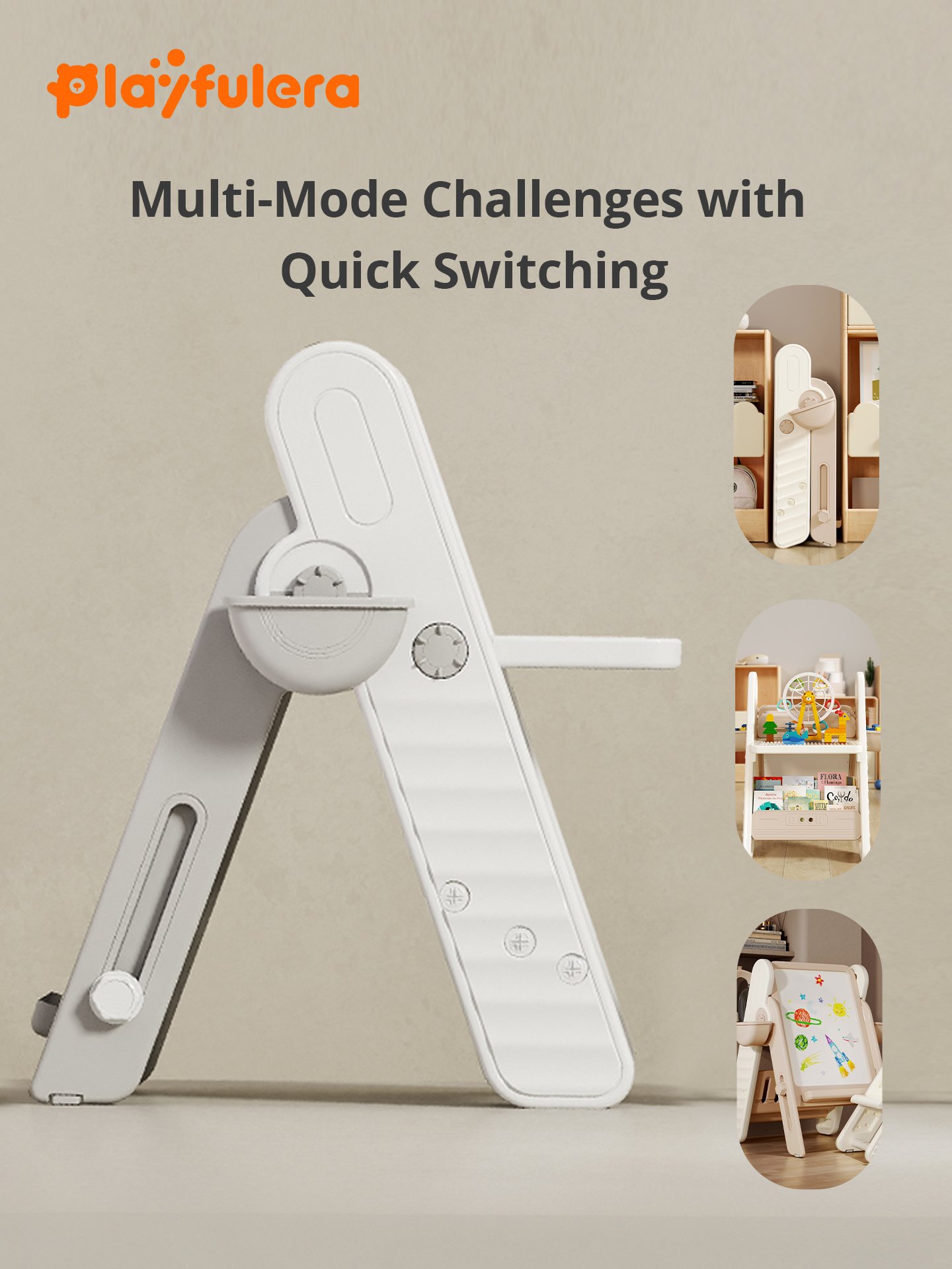 Kids Multi-Functional Block Table for Ages 1-6 - INS Style, Foldable Easy Storage (Blocks/Drawing/Writing/Book Storage), 2 Colors (Brown/Gray) - Image 5