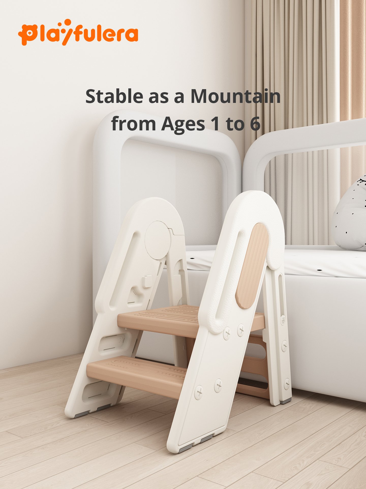 Ice Cream-Shaped Kids Step Stool Ladder for Ages 1-6 - 2/3 Step Switch, Folable - Image 6