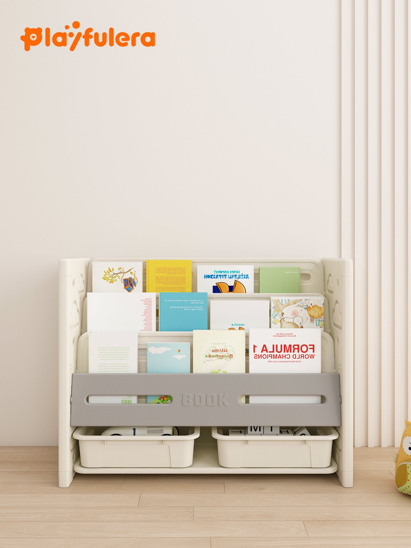 Kids Room Toy Storage Rack - Gray & White Minimalist INS Style, Modular Design (Holds Toys/Books/Decor) - Image 9