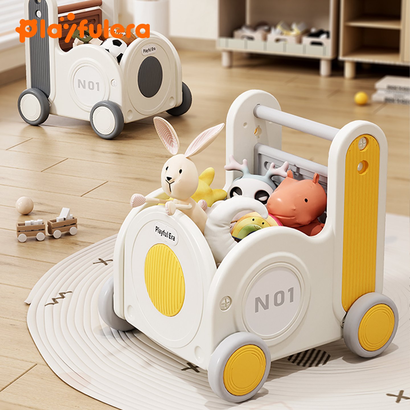 4-in-1 Thomas Train Baby Walker Wagon - Multi-Functional Push Toy with Storage for Toddlers