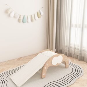 Kids Climb and Slide Set for 6-24 Months - 5 Colors (Brown/Yellow/Green/Nordic Gray/Dark Gray), Reversible Slide, Turns into Balance Beam - Brown, 1 Climber + 1 Slide