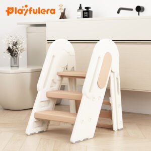 Ice Cream-Shaped Kids Step Stool Ladder for Ages 1-6 - 2/3 Step Switch, Folable