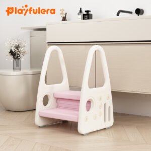 Kids Step Stool Ladder for Ages 1-6, 3 Colors (Green/Pink/Gray) – Bathroom & Kitchen Use