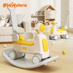1-3 Years Kids Indoor Rocking Horse - Motorcycle Shape, 2-in-1/4-in-1 (Rocker/Scooter/Push Cart/Balance Board), Wheel Design
