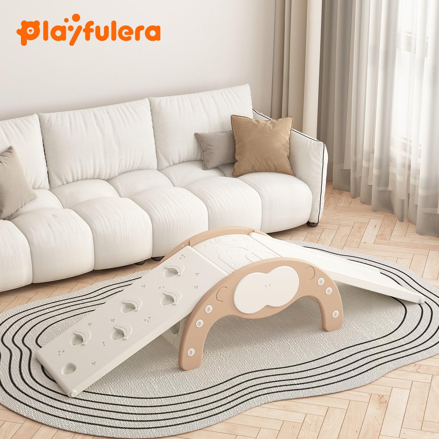 Kids Climb and Slide Set for 6-24 Months - 5 Colors (Brown/Yellow/Green/Nordic Gray/Dark Gray), Reversible Slide, Turns into Balance Beam