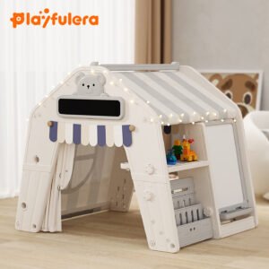 1-6 Years Kids Indoor Play Tent with Storage - Multi-Functional Baby Activity Center for Drawing, Building Blocks & Playhouse