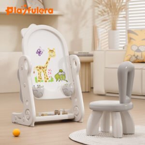 Dino-Shaped Kids Multi-Functional Drawing Board for Ages 1-6 - 2 Adjustable Heights, 5 Colors, INS Style, Dust-Free Easy Wipe